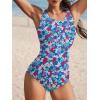 imageAmerican Trends One Piece Swimsuit Women Modest Bathing Suit Long Torso Full Coverage Swimwear Teen Girls Criss Cross BackBlue Floral