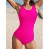 imageAmerican Trends One Piece Swimsuit Women Modest Bathing Suit Long Torso Full Coverage Swimwear Teen Girls Criss Cross BackHot Pink
