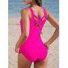 imageAmerican Trends One Piece Swimsuit Women Modest Bathing Suit Long Torso Full Coverage Swimwear Teen Girls Criss Cross BackHot Pink