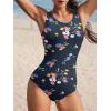 imageAmerican Trends One Piece Swimsuit Women Modest Bathing Suit Long Torso Full Coverage Swimwear Teen Girls Criss Cross BackNavy Floral