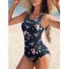 imageAmerican Trends One Piece Swimsuit Women Modest Bathing Suit Long Torso Full Coverage Swimwear Teen Girls Criss Cross BackNavy Floral