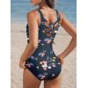 imageAmerican Trends One Piece Swimsuit Women Modest Bathing Suit Long Torso Full Coverage Swimwear Teen Girls Criss Cross BackNavy Floral