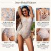imageAmerican Trends One Piece Swimsuit Women Modest Bathing Suit Long Torso Full Coverage Swimwear Teen Girls Criss Cross BackOrange Floral