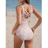 imageAmerican Trends One Piece Swimsuit Women Modest Bathing Suit Long Torso Full Coverage Swimwear Teen Girls Criss Cross BackOrange Floral