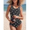 imageAmerican Trends One Piece Swimsuit Women Modest Bathing Suit Long Torso Full Coverage Swimwear Teen Girls Criss Cross BackWhite Floral