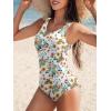 imageAmerican Trends One Piece Swimsuit Women Modest Bathing Suit Long Torso Full Coverage Swimwear Teen Girls Criss Cross BackWhite Leaves