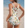 imageAmerican Trends One Piece Swimsuit Women Modest Bathing Suit Long Torso Full Coverage Swimwear Teen Girls Criss Cross BackWhite Leaves