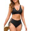 imageAmerican Trends Bikini Sets for Women 2 Piece Swimsuit V Neck Swimwear Two Piece Bathing Suit Swim SuitBlack