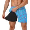 imageAmerican Trends Mens Swim Trunks with Compression Liner 5 inch Bathing Suits Swimming Swimwear Quick Dry Borad Shorts M2XLSky Blue Flamingo
