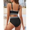 imageAmerican Trends Womens Bikini Sets Two Piece Swimsuit for Women High Waisted Swim Suit 2025 Sporty Bathing SuitBlack White