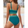 imageAmerican Trends Womens Bikini Sets Two Piece Swimsuit for Women High Waisted Swim Suit 2025 Sporty Bathing SuitBlackish Green
