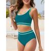 imageAmerican Trends Womens Bikini Sets Two Piece Swimsuit for Women High Waisted Swim Suit 2025 Sporty Bathing SuitBlackish Green