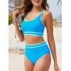 imageAmerican Trends Womens Bikini Sets Two Piece Swimsuit for Women High Waisted Swim Suit 2025 Sporty Bathing SuitBlue Green