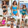 imageAmerican Trends Womens Bikini Sets Two Piece Swimsuit for Women High Waisted Swim Suit 2025 Sporty Bathing SuitBlue Green