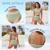 imageAmerican Trends Womens Bikini Sets Two Piece Swimsuit for Women High Waisted Swim Suit 2025 Sporty Bathing SuitBlue Green