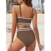 imageAmerican Trends Womens Bikini Sets Two Piece Swimsuit for Women High Waisted Swim Suit 2025 Sporty Bathing SuitBrown White