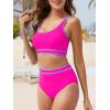 imageAmerican Trends Womens Bikini Sets Two Piece Swimsuit for Women High Waisted Swim Suit 2025 Sporty Bathing SuitPink Purple