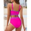 imageAmerican Trends Womens Bikini Sets Two Piece Swimsuit for Women High Waisted Swim Suit 2025 Sporty Bathing SuitPink Purple