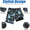 imageAmerican Trends Mens Swim Trunks with Compression Liner Board Shorts for Men Quick Dry Swimsuits Bathing Suit Swimwear MXXLBlue Palm Leaf