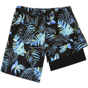 imageAmerican Trends Mens Swim Trunks with Compression Liner Board Shorts for Men Quick Dry Swimsuits Bathing Suit Swimwear MXXLBlue Palm Leaf