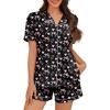 imageAmerican Trends Womens 2 Piece Pajama Sets Cute Printed Button Down LoungewearampampSleepwear Matching PJ Sets for WomenHeart Bow Black
