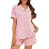 imageAmerican Trends Womens 2 Piece Pajama Sets Cute Printed Button Down LoungewearampampSleepwear Matching PJ Sets for WomenPink Print
