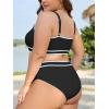 imageAmerican Trends Womens Plus Size Bikini Swimsuit High Waisted Swimsuits Bathing Suit 2 Piece Tummy ControlBlack White