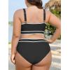 imageAmerican Trends Womens Plus Size Bikini Swimsuit High Waisted Swimsuits Bathing Suit 2 Piece Tummy ControlBlack White