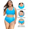 imageAmerican Trends Womens Plus Size Bikini Swimsuit High Waisted Swimsuits Bathing Suit 2 Piece Tummy ControlBlue Green