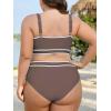 imageAmerican Trends Womens Plus Size Bikini Swimsuit High Waisted Swimsuits Bathing Suit 2 Piece Tummy ControlBrown White