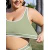 imageAmerican Trends Womens Plus Size Bikini Swimsuit High Waisted Swimsuits Bathing Suit 2 Piece Tummy ControlGreen White