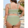 imageAmerican Trends Womens Plus Size Bikini Swimsuit High Waisted Swimsuits Bathing Suit 2 Piece Tummy ControlGreen White