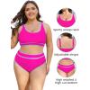 imageAmerican Trends Womens Plus Size Bikini Swimsuit High Waisted Swimsuits Bathing Suit 2 Piece Tummy ControlPink Purple