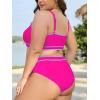 imageAmerican Trends Womens Plus Size Bikini Swimsuit High Waisted Swimsuits Bathing Suit 2 Piece Tummy ControlPink Purple