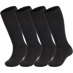 imageAmerican Trends 4 Pairs Toddler Soccer Socks Kids Soccer Socks Youth Football Socks Toddler Knee High Socks Girls BoysBlack4