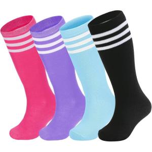 imageAmerican Trends 4 Pairs Toddler Soccer Socks Kids Soccer Socks Youth Football Socks Toddler Knee High Socks Girls BoysSky BlueWhite  PurpleWhite  RoseWhite  BlackWhite
