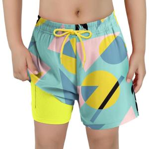 imageAmerican Trends Boys Swim Trunks Boys Bathing Suit Toddler Swimsuit Quick Dry Light UPF 50 Kids SwimsuitsCoconut Geometry