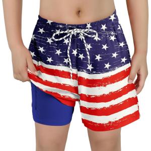 imageAmerican Trends Boys Swim Trunks Boys Bathing Suit Toddler Swimsuit Quick Dry Light UPF 50 Kids SwimsuitsNational Flag