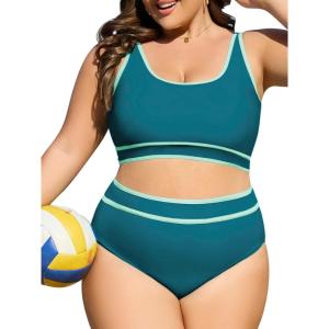 imageAmerican Trends Womens Plus Size Bikini Swimsuit High Waisted Swimsuits Bathing Suit 2 Piece Tummy ControlDark Green