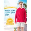 imageBoys Rash Guard Swim Shirts Toddler Kids Long Sleeve Hoodie UPF 50 Sun Protection Swim Top Fishing Shirt with Thumb HoleRose Red