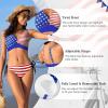 imageBikini Tops for Women Padded V Neck Swimsuit Tops Knot Twist Hollow Cut Adjustable Tank Bathing SuitsAmerican Flag a