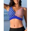 imageBikini Tops for Women Padded V Neck Swimsuit Tops Knot Twist Hollow Cut Adjustable Tank Bathing SuitsAmerican Flag a