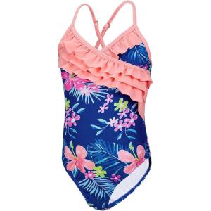 imageAmerican Trends Girls Swimwear Girls One Piece Swimsuits Ruffle Kids Bathing Suits for GirlsBluered Flower