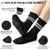 imageAmerican Trends 3 Pairs Cute Pilates Yoga Crew Socks for Women with Grips Non Slip Ruffle Grip Sock Non SkidBlackblackblack