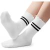 imageAmerican Trends 3 Pairs Cute Pilates Yoga Crew Socks for Women with Grips Non Slip Ruffle Grip Sock Non SkidWhitepinkbeige