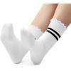 imageAmerican Trends 3 Pairs Cute Pilates Yoga Crew Socks for Women with Grips Non Slip Ruffle Grip Sock Non SkidWhitewhitewhite