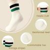 imageAmerican Trends Ankle Mini Crew Socks for Women Retro Novelty Quarter Striped Athletic Mid SockBlackgreen Stripe