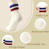 imageAmerican Trends Ankle Mini Crew Socks for Women Retro Novelty Quarter Striped Athletic Mid SockBluered Stripe
