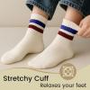 imageAmerican Trends Ankle Mini Crew Socks for Women Retro Novelty Quarter Striped Athletic Mid SockBluered Stripe