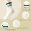 imageAmerican Trends Ankle Mini Crew Socks for Women Retro Novelty Quarter Striped Athletic Mid SockGreenblue Stripe